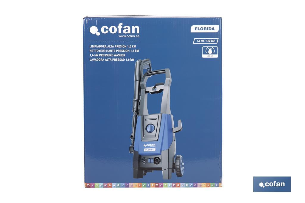 Limpiadora de alta presión | 1600 W | Caudal máximo 420 l/h | Presión máxima 130 bares | Sistema TSS - Cofan
