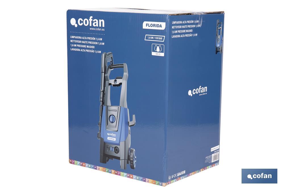 Limpiadora de alta presión | 1600 W | Caudal máximo 420 l/h | Presión máxima 130 bares | Sistema TSS - Cofan