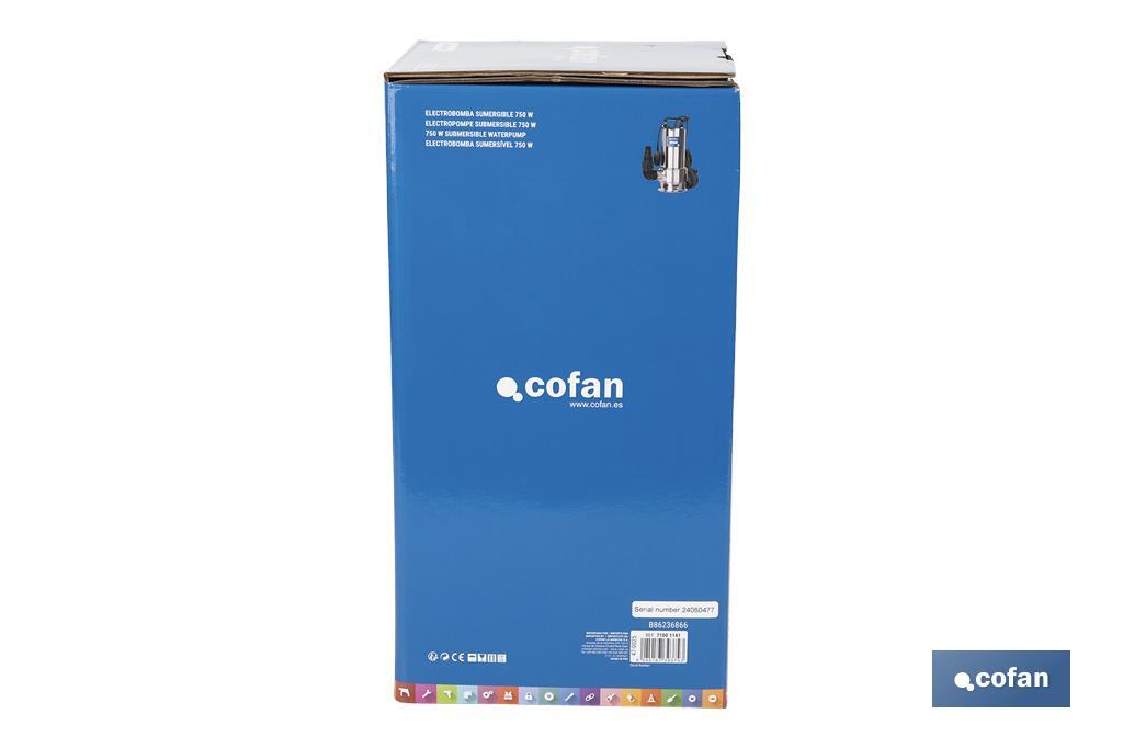Electrobomba sumergible para aguas sucias | Potencia: 750 W | Caudal máximo: 13000l/h | 7 m de inmersión | Interruptor de flotador - Cofan