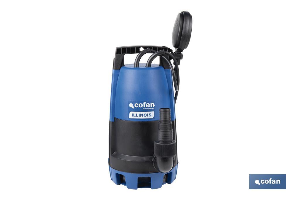 Electrobomba sumergible para aguas sucias y limpias | Potencia: 900 W | Caudal máximo: 18000 l/h | 7 m de inmersión | Interruptor de flotador - Cofan