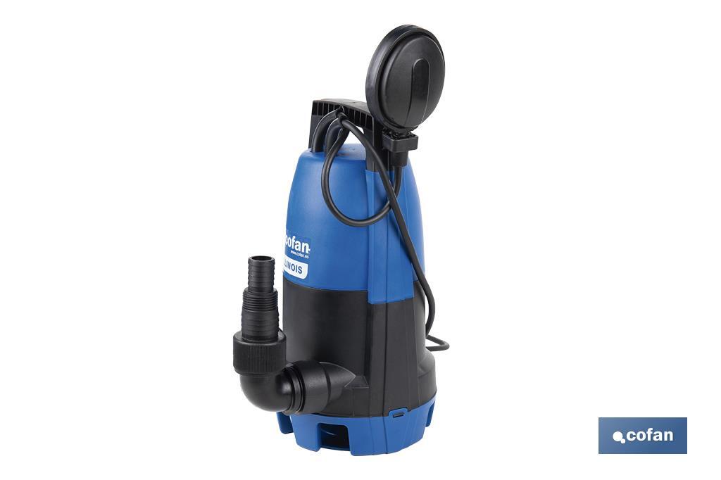 Electrobomba sumergible para aguas sucias y limpias | Potencia: 900 W | Caudal máximo: 18000 l/h | 7 m de inmersión | Interruptor de flotador - Cofan