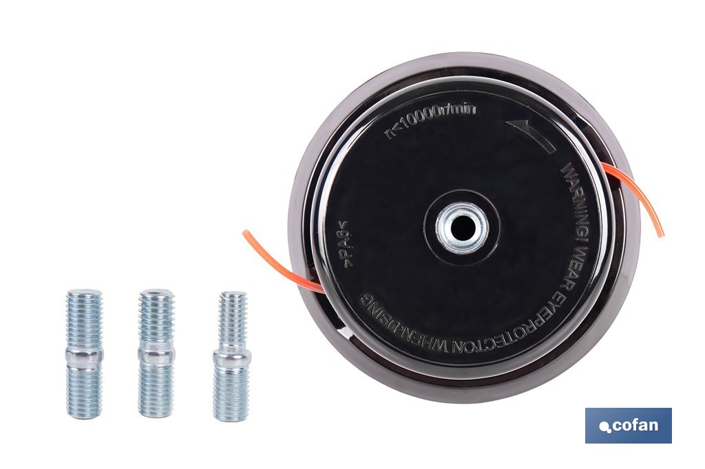 Cabezal de 2 hilos semiautomático universal para desbrozadora| Incluye rosca hembra y adaptadores - Cofan