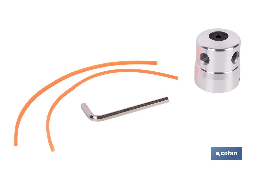 Cabezal multihilo universal para desbrozadora| Compatible con hilo precortado | Incluye llave hexagonal e hilo precortado - Cofan