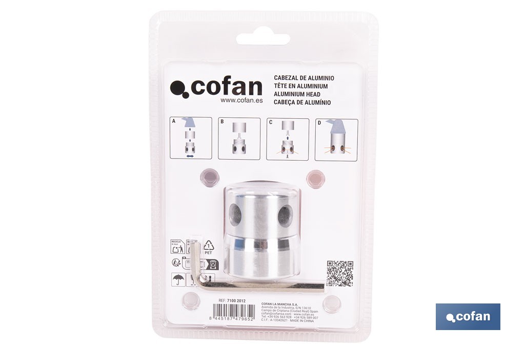 Cabezal multihilo universal para desbrozadora| Compatible con hilo precortado | Incluye llave hexagonal e hilo precortado - Cofan