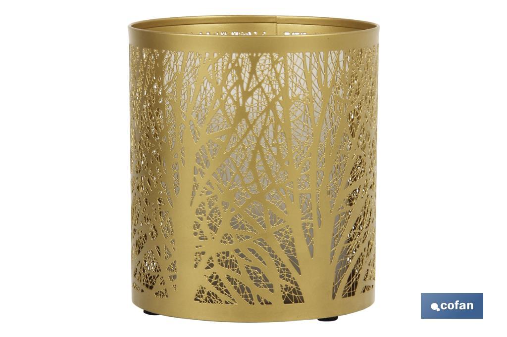 Cylindrical essential oil diffuser | Aromatherapy diffuser | Capacity: 100ml | Cylindrical shape with trees in gold - Cofan