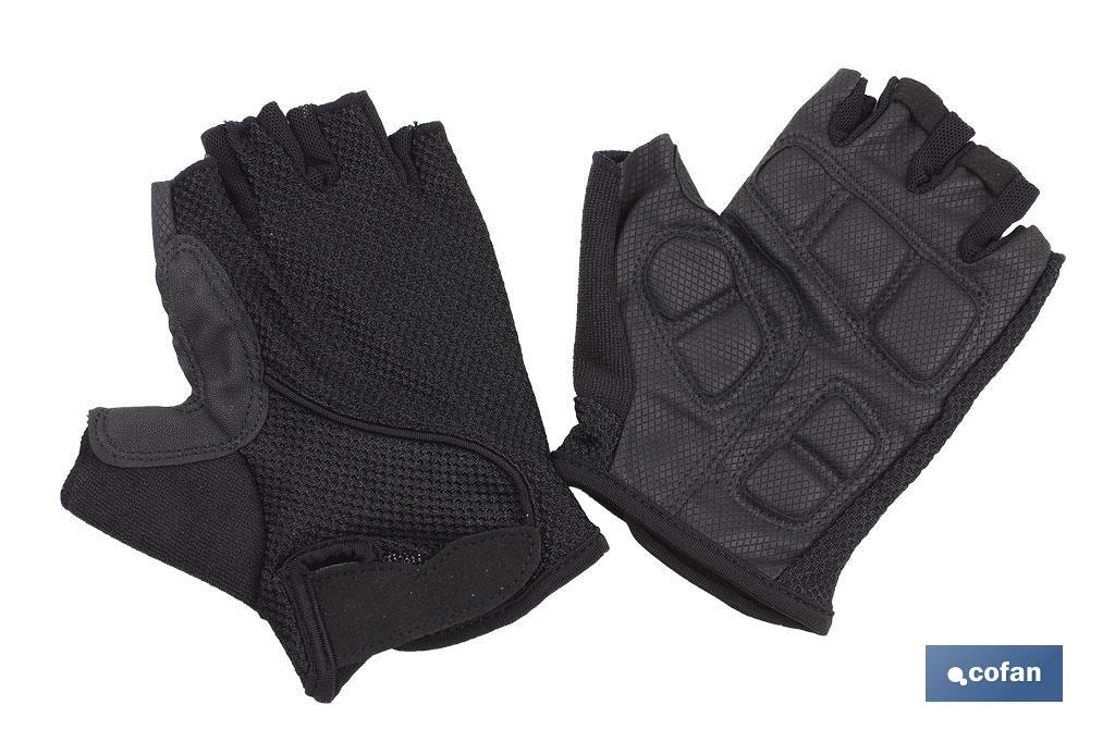 GUANTES CICLISTA NEGRO, PALMAS ACOLCHADAS - Cofan