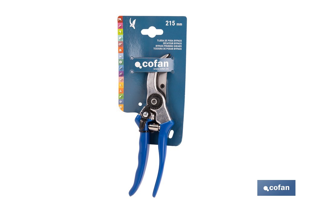 Tijeras de poda y recolección bypass | Cuchillas de acero SK5 | Mango ergonómico en PVC | Corte limpio y preciso | Uso profesional y doméstico - Cofan