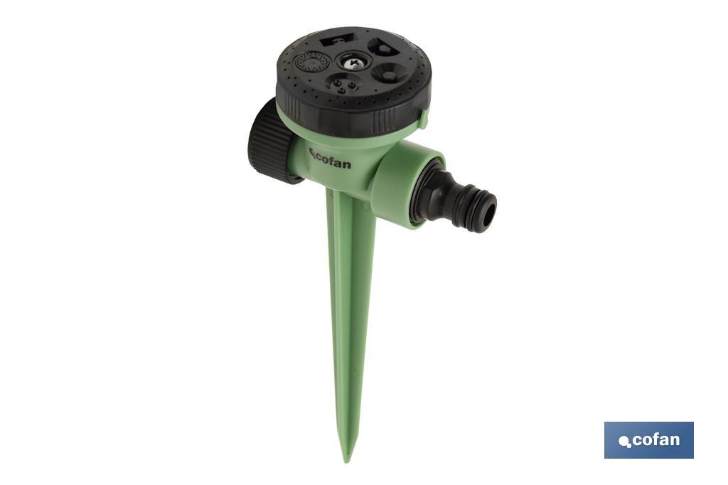 Irrigation sprinkler | 5 spray patterns | Polypropylene | Suitable for garden | It can be connected to an irrigation line - Cofan