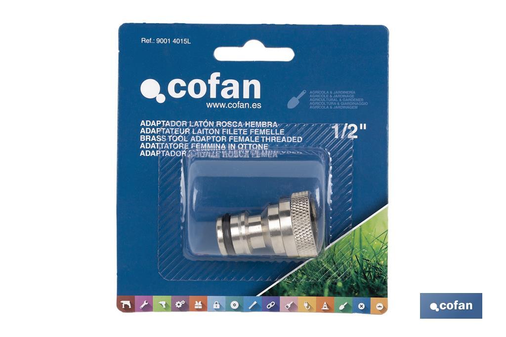Adaptador de rosca | Hembra de latón | Para manguera de jardín | Diferentes Medidas - Cofan