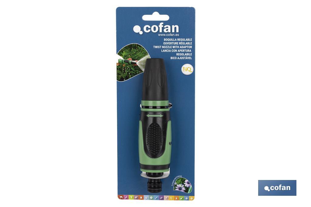 Adjustable nozzle, Confort Model | Available with two spray patterns | Universal hose nozzle - Cofan