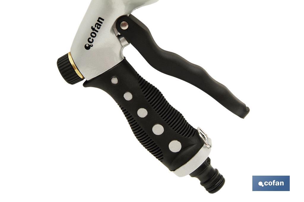 Pistola de Riego en Metal  | 7 Posiciones de Pulverización | Para regar Plantas o Césped - Cofan