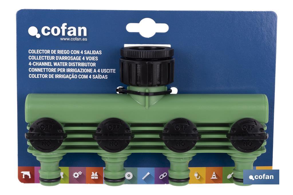 Hose splitter | 4 adjustable outlets | Suitable for garden hoses | With tap adapter - Cofan