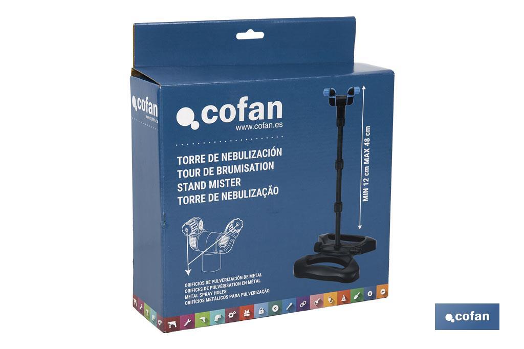 Torre de nebulización extensible para exteriores | Desde 12 hasta 48 cm | Boquillas de ángulo ajustable - Cofan