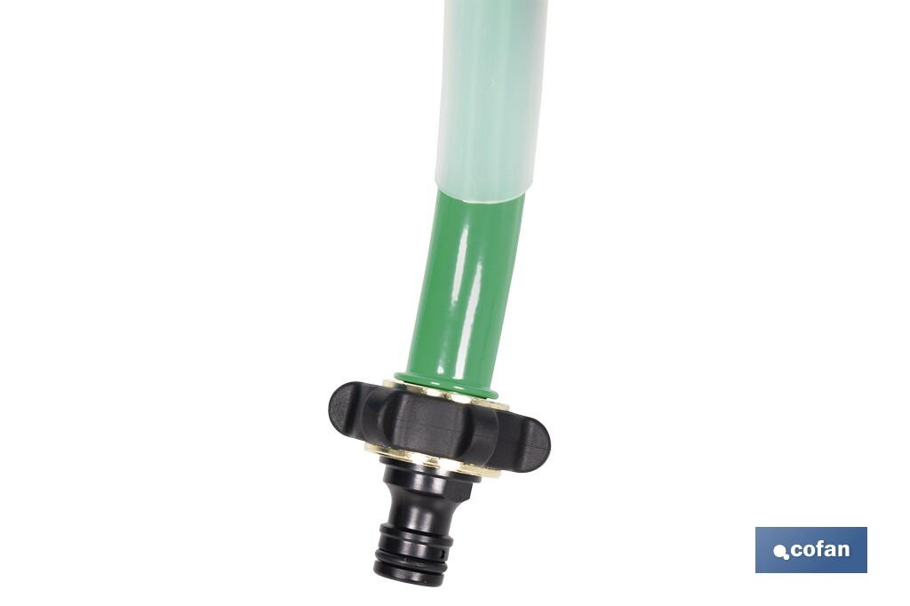 Ducha de jardín con trípode | Altura regulable | 2 funciones: ducha y nebulización | Conector universal incluido | Altura máxima: 162 cm - Cofan