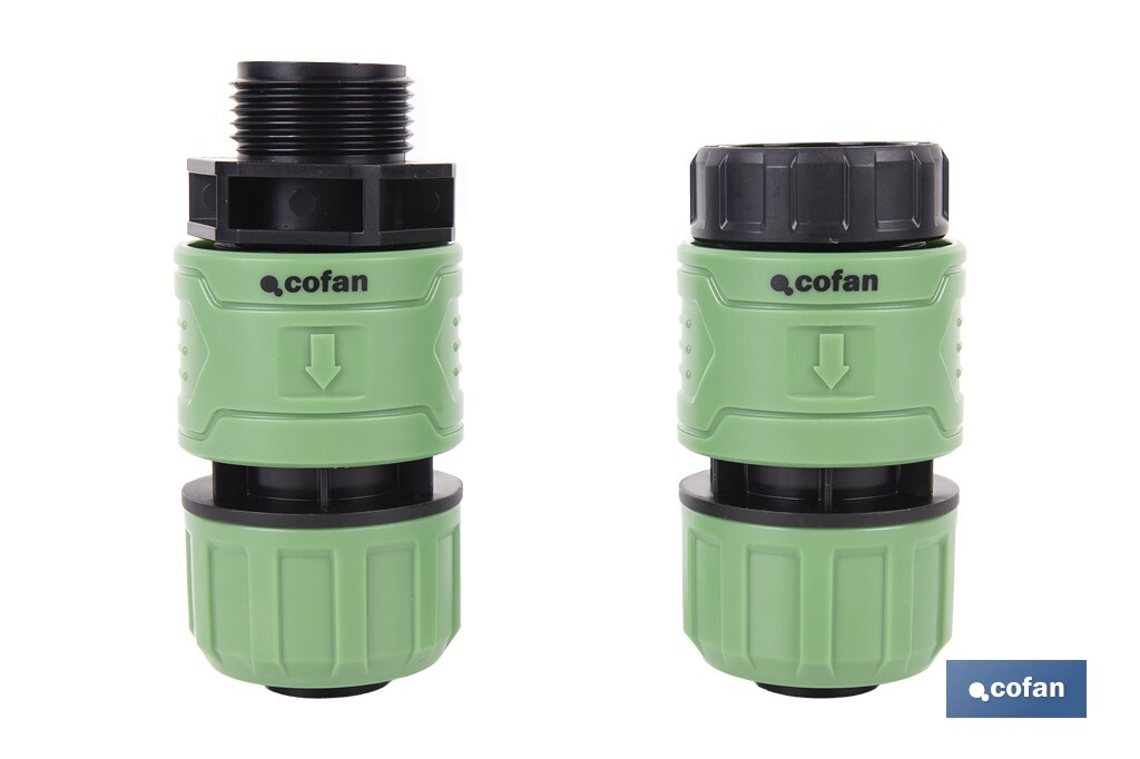 Garden hose repair connector | ABS fitting | UV resistance | Quick and easy connection | 1" repair fitting Ø25mm  - Cofan