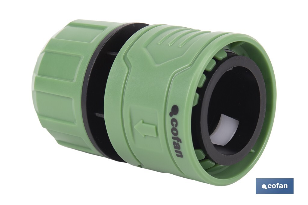 Conector de manguera | Material: ABS | Resistente y duradero | Fácil instalación | Adecuado para mangueras de Ø25 mm | Medidas: Ø5 x 8 cm - Cofan
