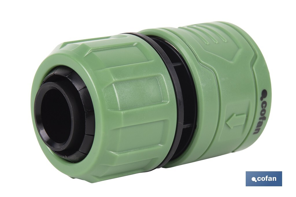 Conector de manguera | Material: ABS | Resistente y duradero | Fácil instalación | Adecuado para mangueras de Ø25 mm | Medidas: Ø5 x 8 cm - Cofan