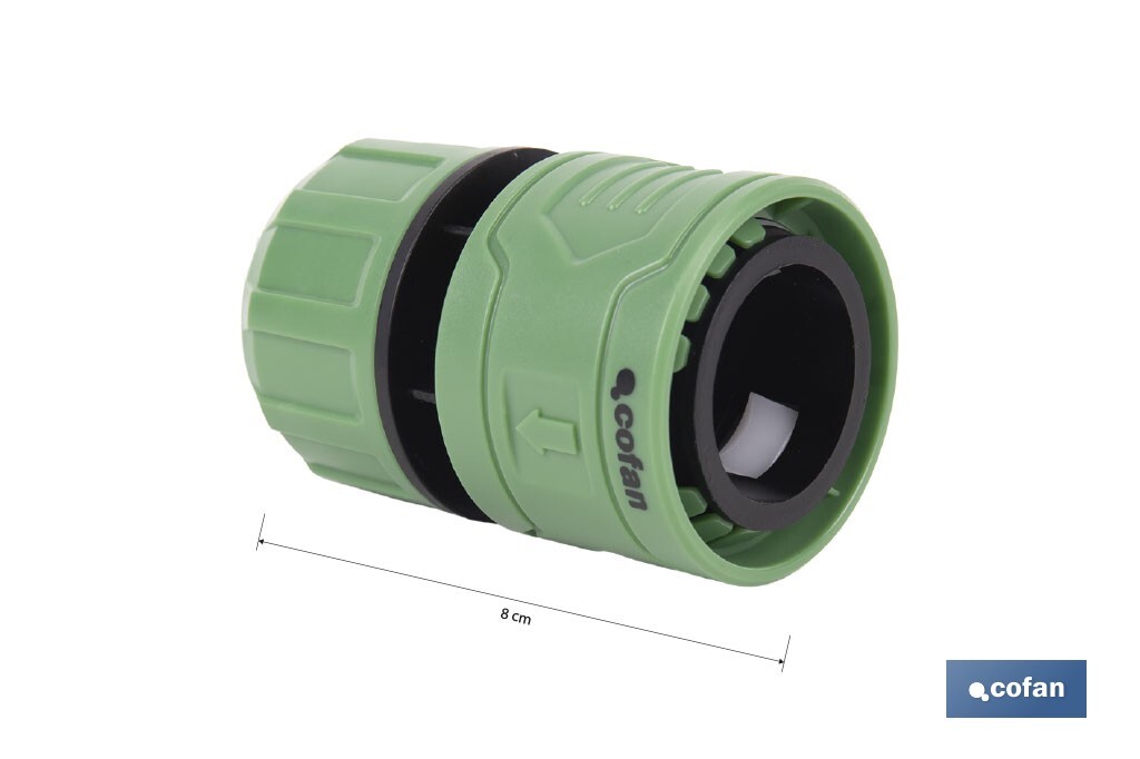 Conector de manguera | Material: ABS | Resistente y duradero | Fácil instalación | Adecuado para mangueras de Ø25 mm | Medidas: Ø5 x 8 cm - Cofan