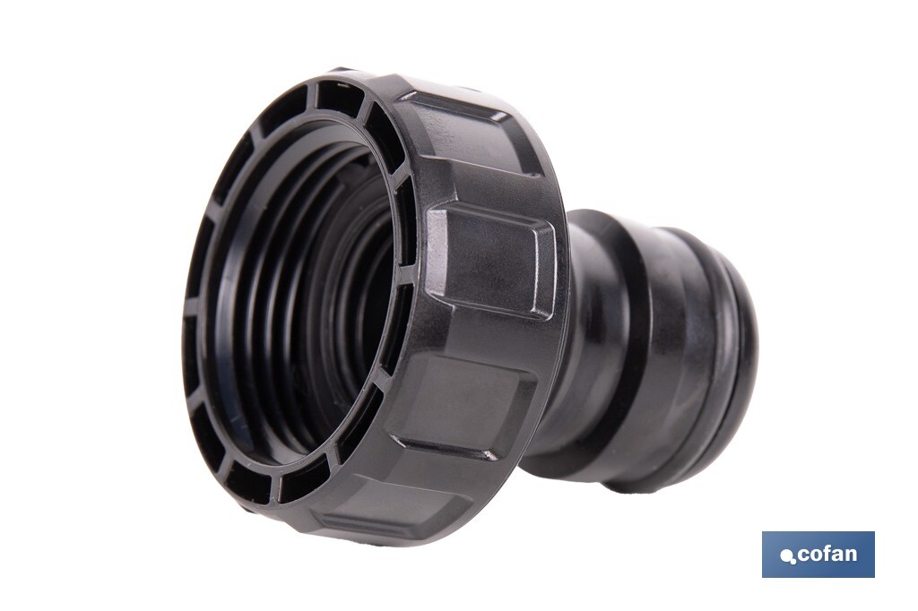 Adaptador de polipropileno con rosca hembra antifugas | Ligero y resistente | Adecuado para riego y mangueras | Salida de 1" - Cofan