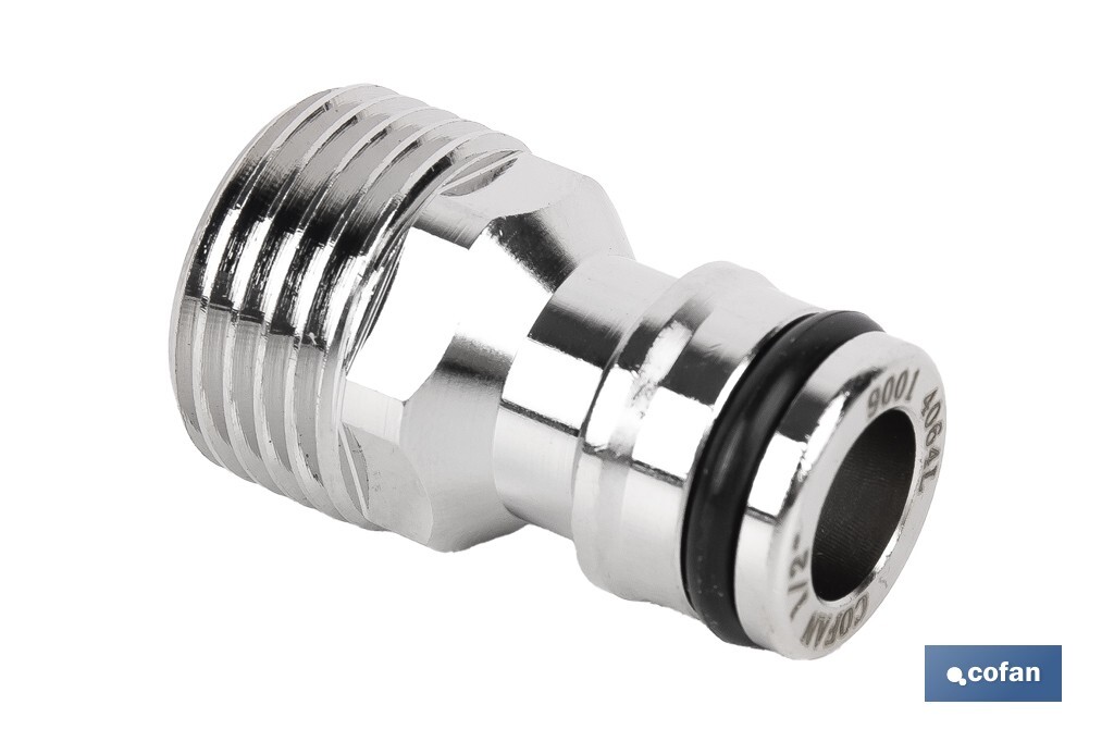 Adaptador de latón de rosca macho | Diferentes medidas | Apto para manguera | Ideal para jardinería - Cofan