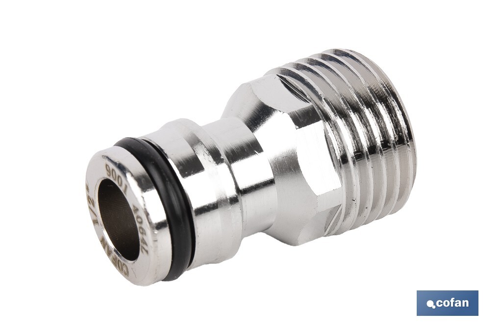 Adaptador de latón de rosca macho | Diferentes medidas | Apto para manguera | Ideal para jardinería - Cofan