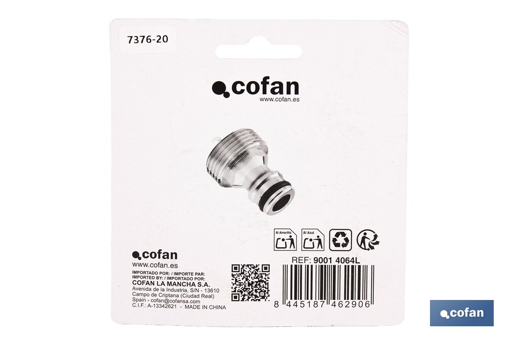 Adaptador de latón de rosca macho | Diferentes medidas | Apto para manguera | Ideal para jardinería - Cofan