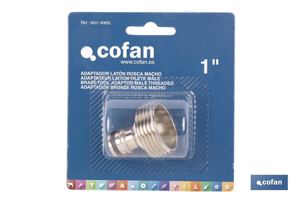 Adaptador de latón de rosca macho | Diferentes medidas | Apto para manguera | Ideal para jardinería - Cofan