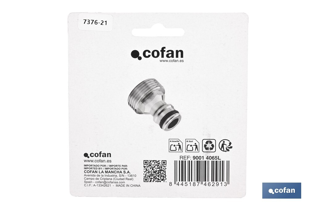 Adaptador de latón de rosca macho | Diferentes medidas | Apto para manguera | Ideal para jardinería - Cofan