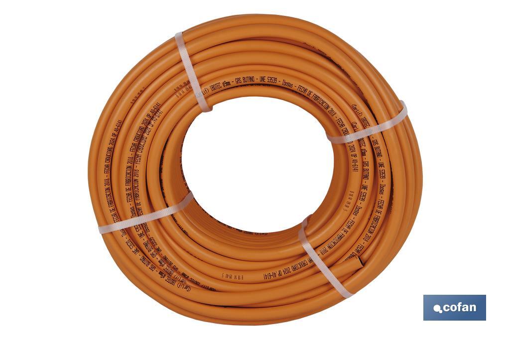 Rollo de Tubo de Gas Butano Flexible | Disponible en color naranja | Medidas: 8 mm x 60 m - Cofan