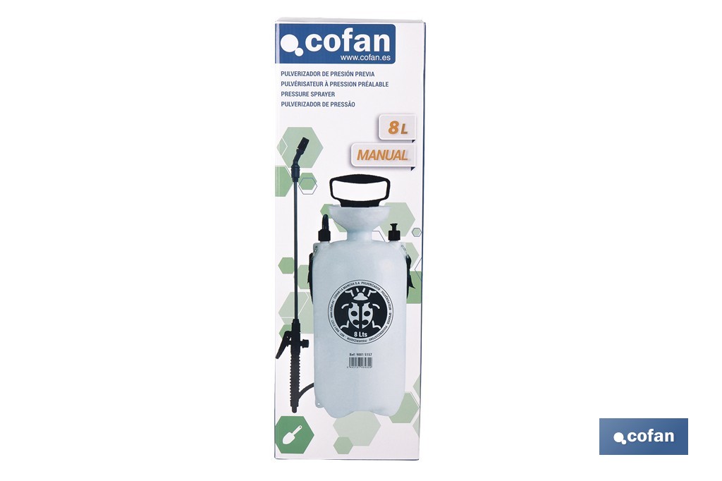Pulverizador de presión manual | Adecuado para jardín, huerto y árboles frutales | Disponible en diferentes capacidades - Cofan
