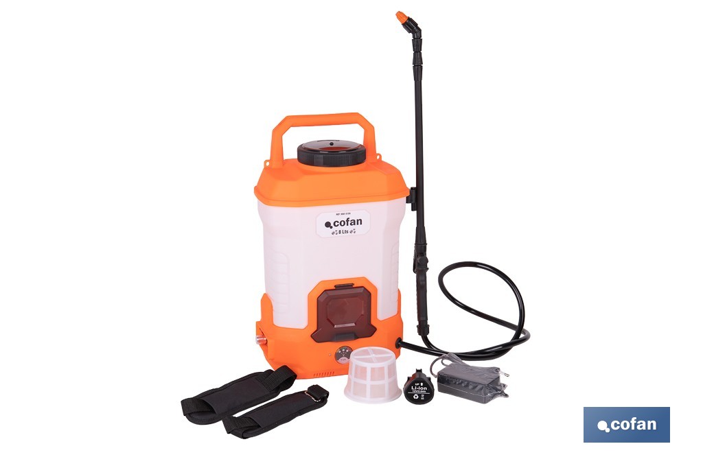 Pulverizador de espalda eléctrico | Sulfatadora a batería Li-Ion 12 V 2.0 Ah | Disponible en diferentes capacidades - Cofan