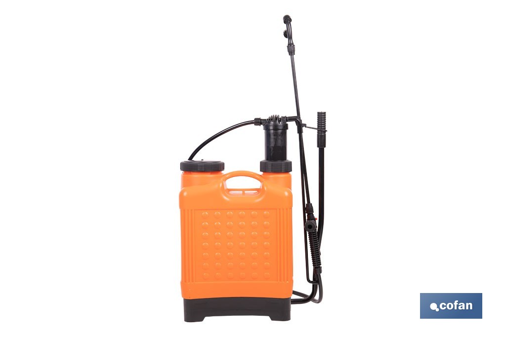 Hand-operated backpack sprayer | Capacity: 12 litres | Orange/black - Cofan