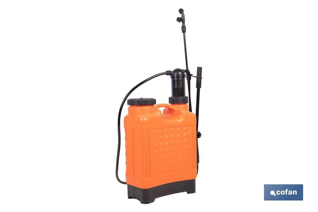 Hand-operated backpack sprayer | Capacity: 12 litres | Orange/black - Cofan