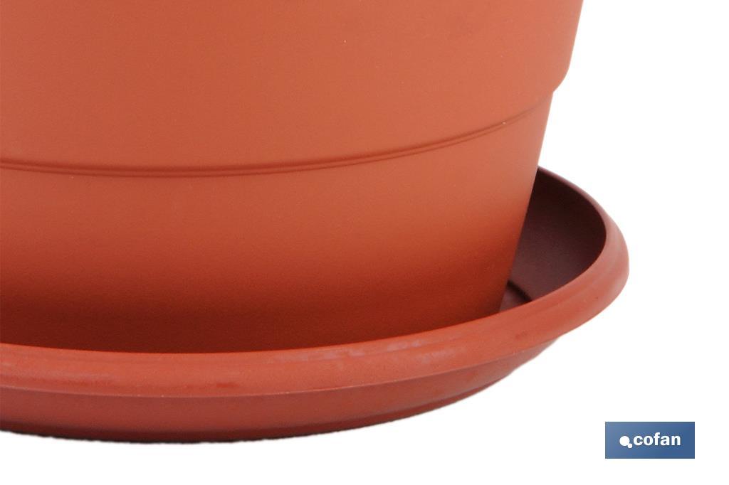 Maceta redonda con plato | Especial para platas y flores | Perfecta para colocar en exterior e interior - Cofan