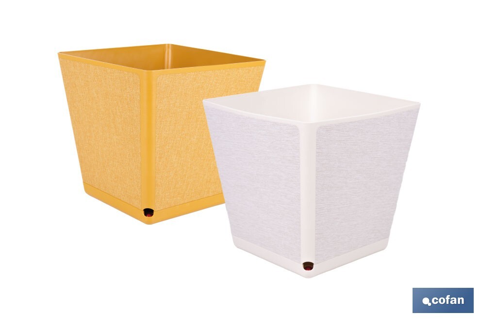 Maceteros decorativos para interior | Macetas cuadradas con plato integrado | Con señalizador de riego | Disponibles en diferentes colores y medidas - Cofan