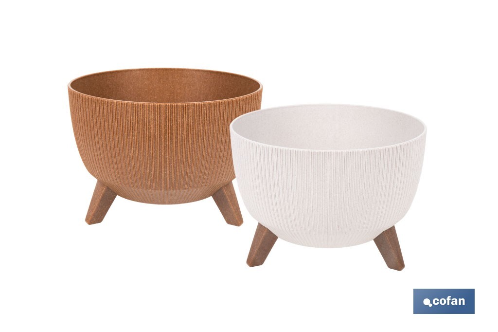 Macetas decorativas con patas desmontables | Macetas redondas con rayas | Resistentes a UV | Disponibles en varios colores y diferentes medidas - Cofan
