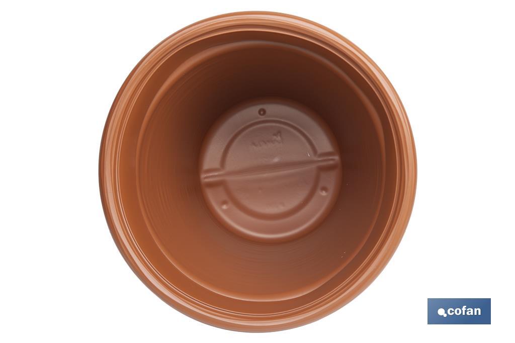 Macetas decorativas con diseño rayado | Color: terracota | Resistentes a los rayos UV | Material: Polietileno de alta densidad | Ideales para interiores y exteriores | Disponibles en diferentes medidas y capacidades - Cofan