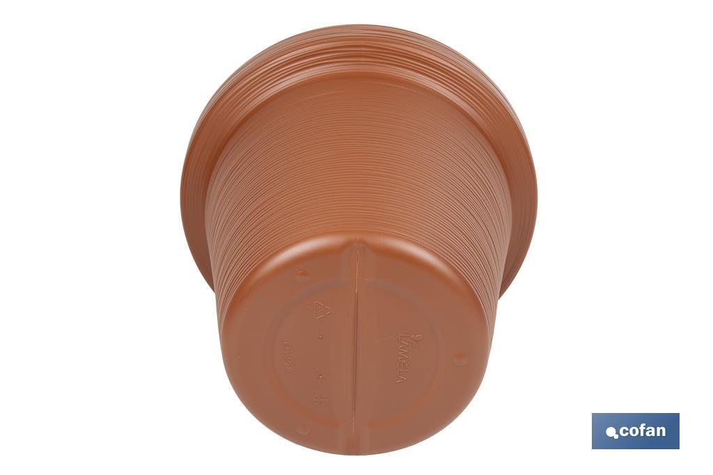Macetas decorativas con diseño rayado | Color: terracota | Resistentes a los rayos UV | Material: Polietileno de alta densidad | Ideales para interiores y exteriores | Disponibles en diferentes medidas y capacidades - Cofan