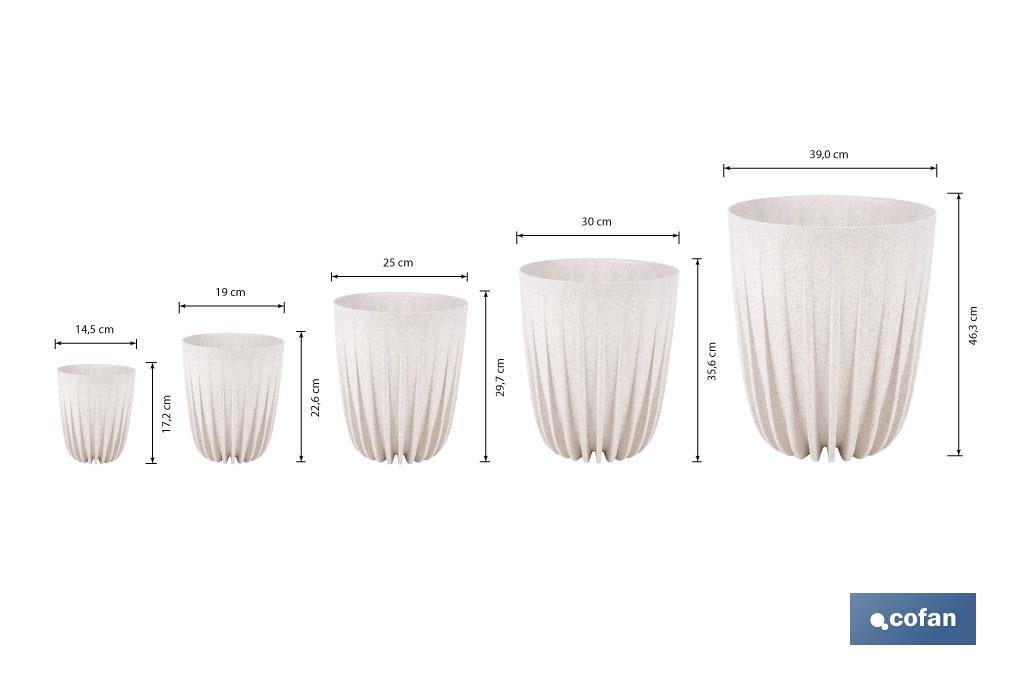 Maceteros decorativos ecológicos | Diseño con rayas en relieve | Tapón de drenaje incorporado | Disponibles en dos colores con diferentes medidas - Cofan