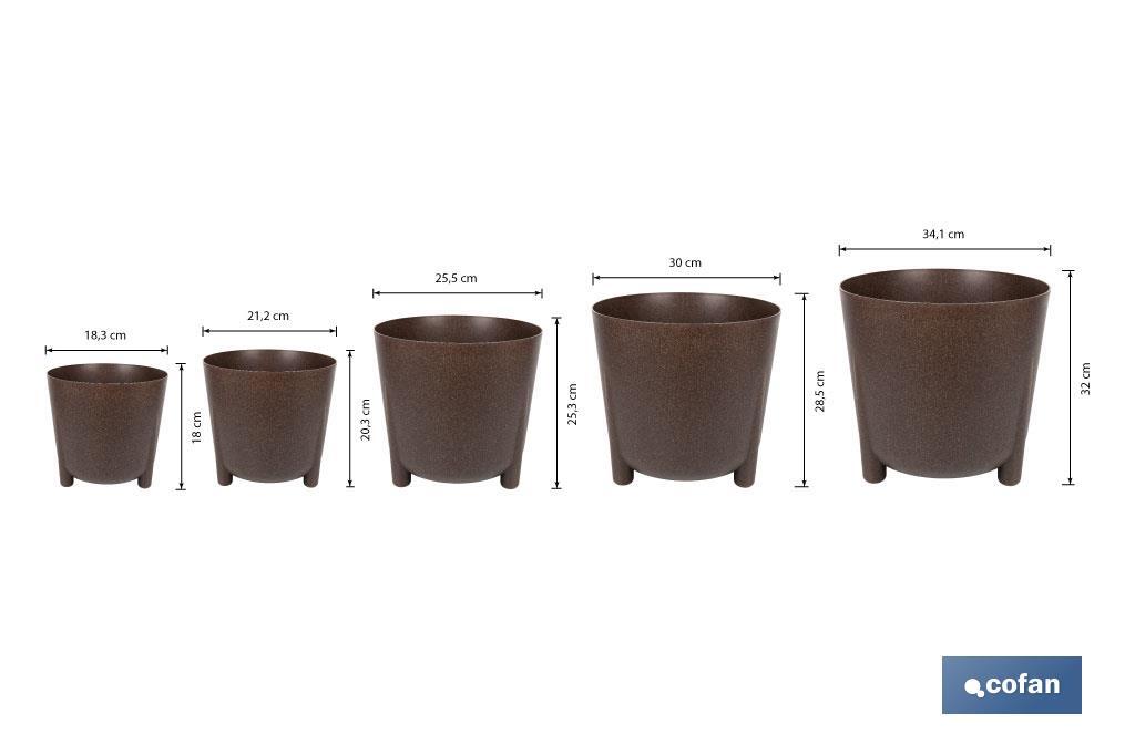 Macetas decorativas con patas | Tapón de drenaje incorporado | Disponibles en color café y crema | Diferentes medidas y capacidades - Cofan