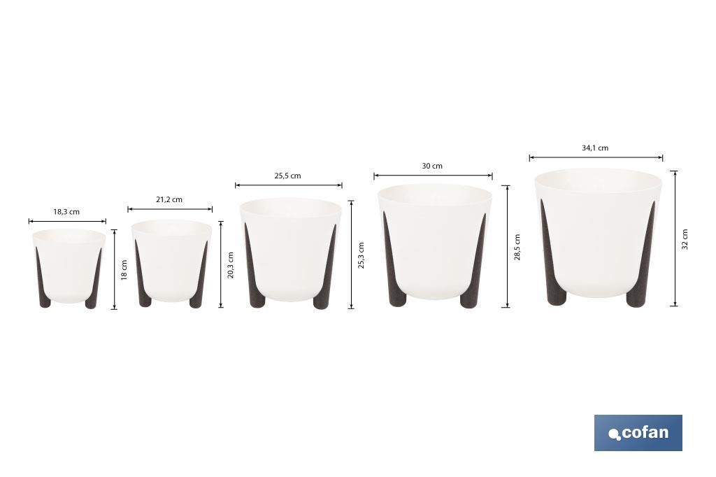 Macetas decorativas con patas | Tapón de drenaje incorporado | Disponibles en color café y crema | Diferentes medidas y capacidades - Cofan