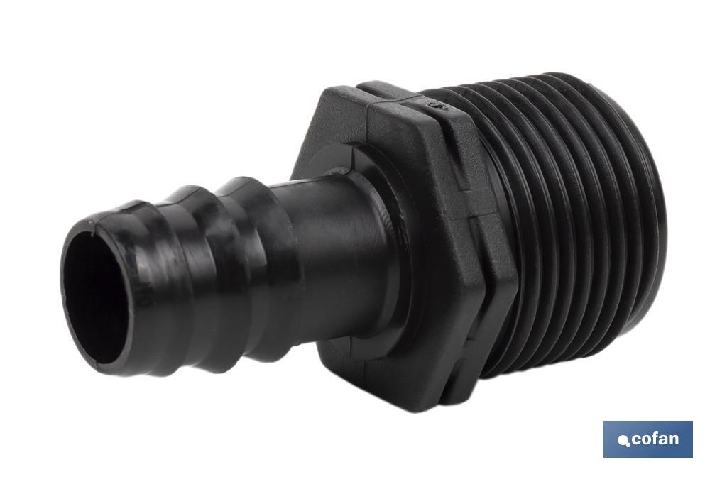 Thread pipe connector | Suitable for drip or sprinkling irrigation system | Thread: 3/4" - Cofan