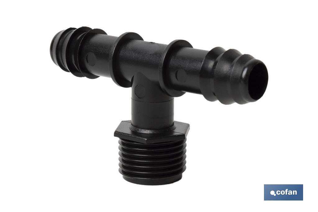 Branch tee hose connector | Thread: 1/2" | Essential irrigation accessory for any drip irrigation system installation - Cofan