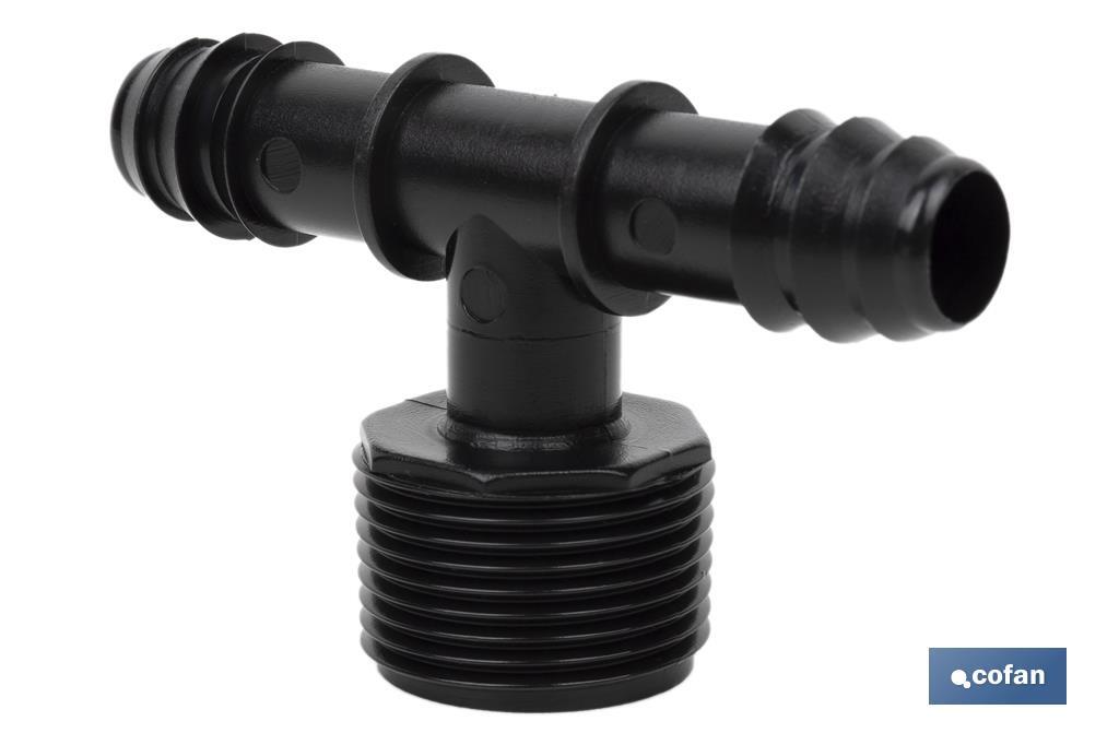 Branch tee hose connector | Thread: 3/4" | Essential irrigation accessory for any drip irrigation system installation - Cofan