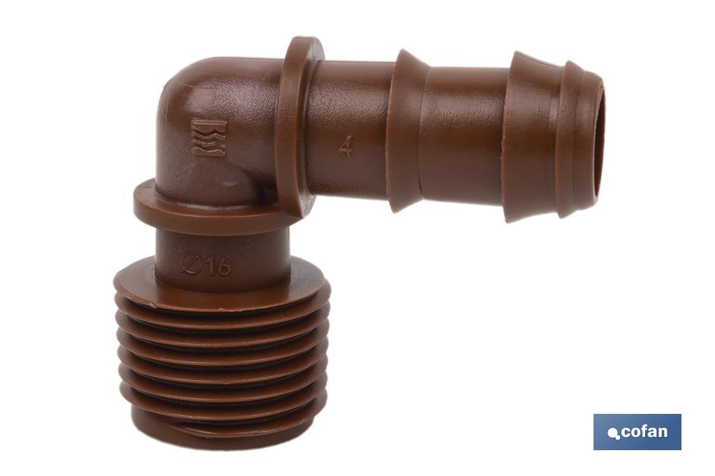 Conector en forma de "Codo" con Rosca Macho 3/4'' - Cofan