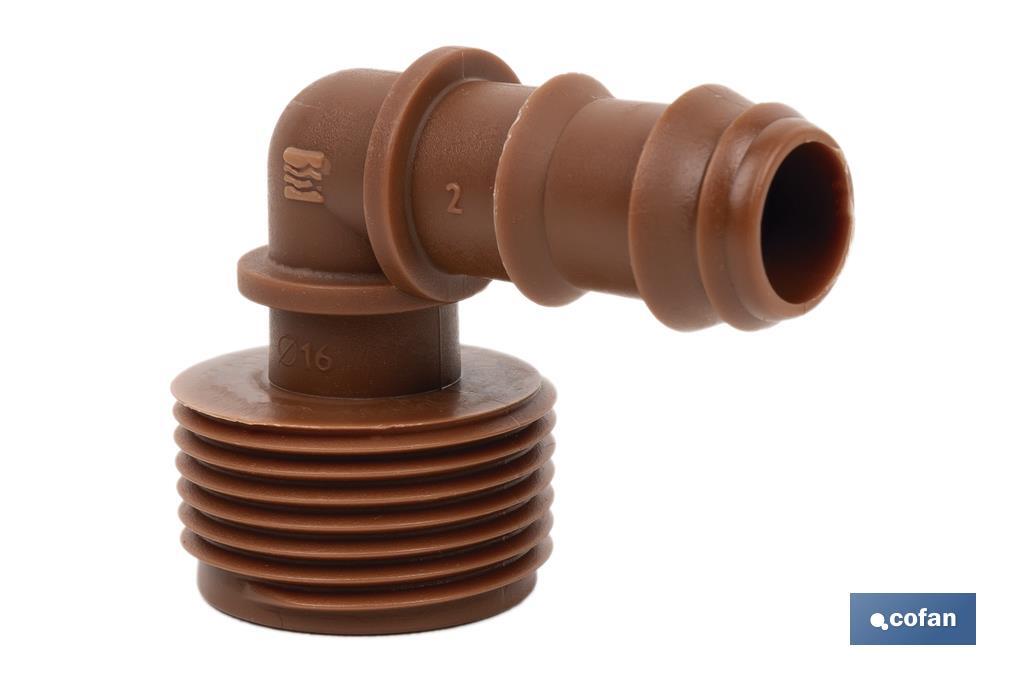 Conector en forma de "Codo" con Rosca Macho 3/4'' - Cofan