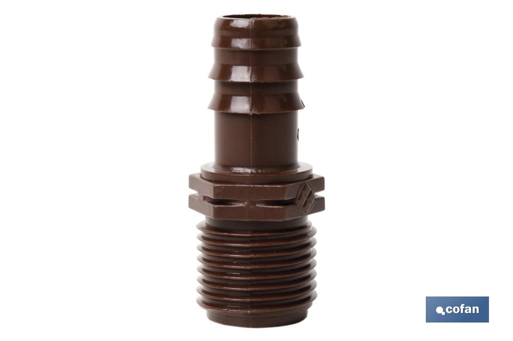 Thread pipe connector | Suitable for drip or sprinkling irrigation system | Thread: 3/4" - Cofan