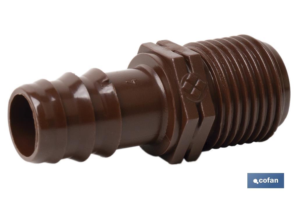 Conector de enlace mixto para riego por goteo o aspersión de rosca 3/4'' | Imprescindible para instalación de riego por goteo - Cofan