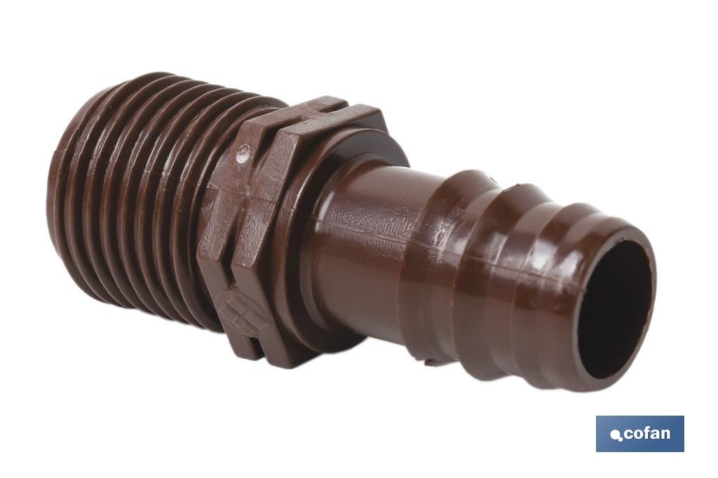 Conector de enlace mixto para riego por goteo o aspersión de rosca 3/4'' | Imprescindible para instalación de riego por goteo - Cofan