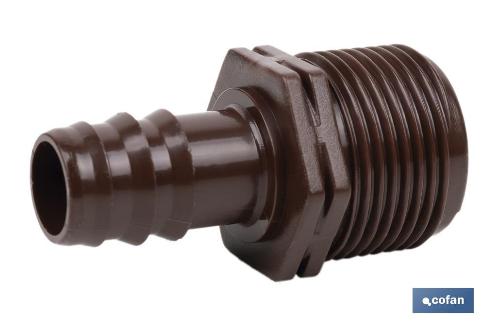 Thread pipe connector | Suitable for drip or sprinkling irrigation system | Thread: 3/4" - Cofan